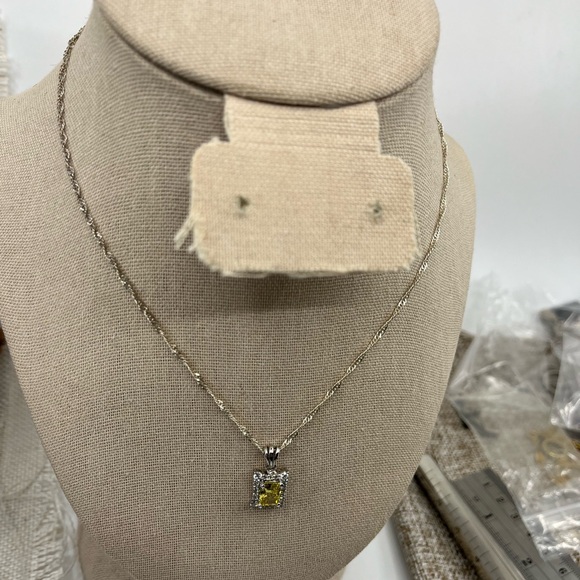 Vintage Epiphany Platinum 925 Silver Gemstone Pendant Necklace (2 chains) - Picture 7 of 16